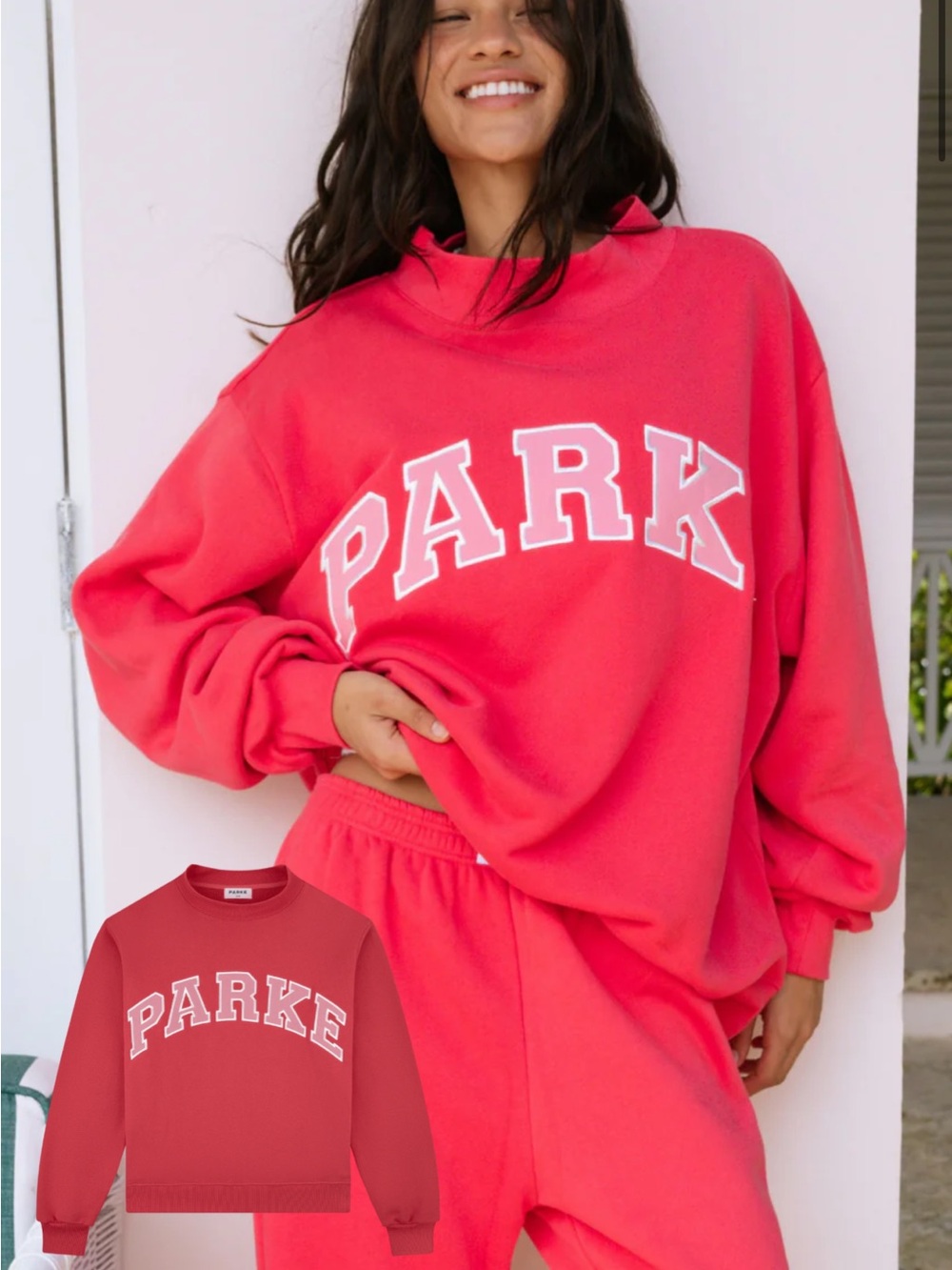 PARKE Coral-Pink Oversized Crewneck Sweatshirt